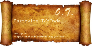 Osztovits Tünde névjegykártya
